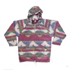Vintage 90s pastel pink green aztec navajo pattern quarter zip fleece size XL