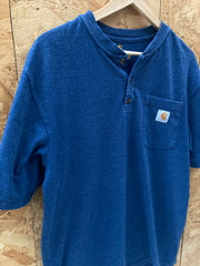 Vintage 90s blue  Carhartt button up pocket logo t-shirt size medium