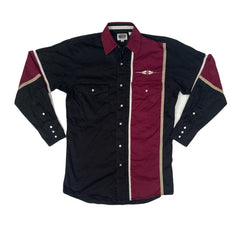 Vintage 90s maroon black aztec panel shirt size small by Cumberland Outfitters