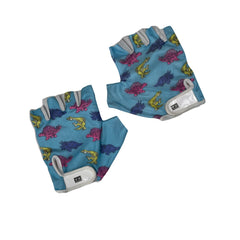 Vintage VX Fingerless Cycling Gloves Dinosaur Print Blue Pink Yellow Purple