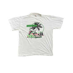 Vintage Paradise Hawaii T-Shirt XL White Palm Tree Single Stitch Tee