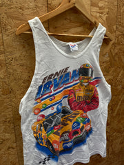 Vintage Y2K Ernie Irvan M&Ms Nascar racing white vest top t-shirt size medium