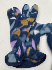 Vintage Unisex Crazy Fleece Gloves Geometric Print Size XL