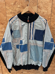 Vintage Santini Geometric Cycle Track Jacket Blue/White/Navy L