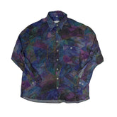 Vintage 90s Club D’Amingo Country Club long-sleeve abstract print ugly green purple teal button up s