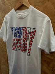Vintage 90s USA flag liberty single stitch white souvenir t-shirt size large