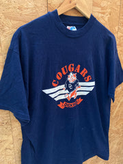 Vintage 90s Dickson Cougars navy blue single stitch t-shirt size large by Hanes