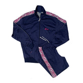 Vintage Asics Tracksuit Set Navy Blue Pink Logo Track Jacket Pants Men's M