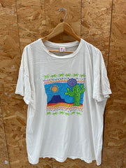 Vintage 90s Single Stitch Desert Cactus T-Shirt Graphic Tee White Size 3XL