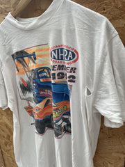 Vintage Thrashed NHRA Drag Racing Member 1992 T-Shirt XXL White Delta USA