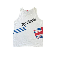 Vintage Reebok Tank Top Men's XXL White Union Jack Graphic Athletic Sleeveless