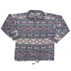 Vintage 90s lilac grey aztec crazy pattern qtr zip fleece size medium by snap