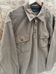 Vintage Timberland Men's Brown Long Sleeve Button Pocket Polo Shirt Size M