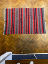 Artesanias Flores Mexican Blanket Throw Rug Red Gray Stripe 100% Acrylic