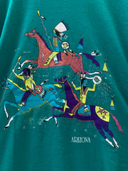 Vintage 90s turquoise Arizona native art souvenir single stitch t-shirt size XL