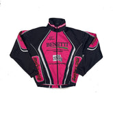 Vintage Benetti MC2 Racing Cycling Jacket Black Pink Full Zip Size M