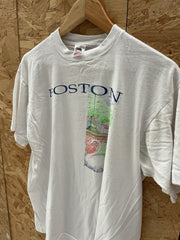 Fruit of the Loom Boston Graphic T-Shirt White Size L Vintage 90s