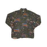 Vintage 90s olive green abstract Southwestern pattern long sleeve shirt size 42L