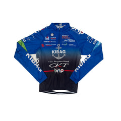 Vintage Kibag Cycling Race Jersey Blue Black Gradient Long Sleeve Men's Size S