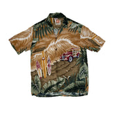 Vintage 90s rayon beach surfer scene pattern Hawaiian shirt size large