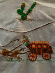 Vintage 90s hand embroidered white western cowboy shirt size small by Granny