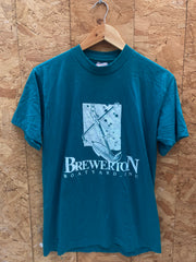 Vintage 90s Brewerton boatyard single stitch turquoise blue t-shirt size medium