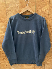 Vintage 90s muted navy blue crew neck spell out sweater size M by Timberland