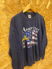 Vintage 90s navy blue American pride eagle print USA souvenir crew neck sweater size large