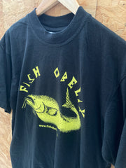 Vintage 90s Fish Obelix yellow black quirky souvenir fishing t-shirt size large