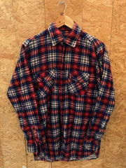 Vintage 90s blue red check long sleeve brushed cotton shirt size M by Shipton