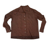 Vintage 80s womens Brown Floral Button-Down Shirt Size large