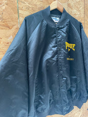 Vintage 80s Purdue Boilermakers Satin Bomber Jacket by Chalk Line - Black - Size XXL