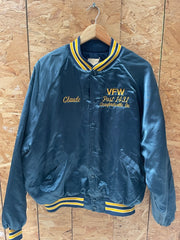 Vintage 80s VFW Post 1431 Satin Baseball Jacket - Dark Blue - Size Large