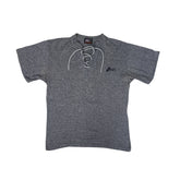 Vintage 90s ASICS Heather Gray Lace-Up Short Sleeve Gym T-Shirt Size Large