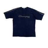 Vintage 90s Champion Men's Size XL Navy Blue Short Sleeve T-Shirt with Tape Detail