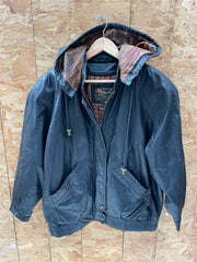 Vintage 90s Reed Leather Hooded Jacket - Men's Size M - Black - Bomber Hip Hop Style