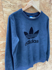 Vintage Y2K Adidas Men's Size M Dark Blue Camo Crewneck Sweatshirt Jumper