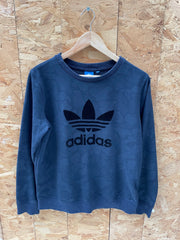 Vintage Y2K Adidas Men's Size M Dark Blue Camo Crewneck Sweatshirt Jumper