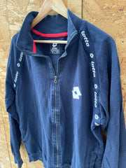Vintage Y2K Lotto Men's Size L Navy Blue Zip-Up Track Jacket Sweatshirt