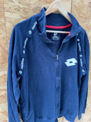 Vintage Y2K Lotto Men's Size L Navy Blue Zip-Up Track Jacket Sweatshirt