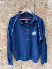 Vintage Y2K Lotto Men's Size L Navy Blue Zip-Up Track Jacket Sweatshirt