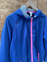 Vintage Y2K Diesel Women's Size L Blue Pink Jacket Windbreaker Hooded Graphic