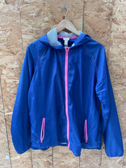 Vintage Y2K Diesel Women's Size L Blue Pink Jacket Windbreaker Hooded Graphic