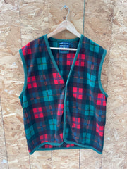 Vintage 90s Campagnolo Sport Fashion Mens XXL Red Green Plaid Fleece Vest