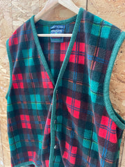 Vintage 90s Campagnolo Sport Fashion Mens XXL Red Green Plaid Fleece Vest
