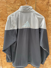 Vintage Y2K Adidas Men's Gray/Black Track Jacket Size Large Full Zip