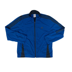 Vintage Y2K Adidas Men's Size XL Blue Track Jacket with 3 Stripes