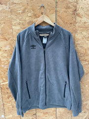 Vintage Umbro Men's Large Gray Minimal Style Muted Zip-Up Track Jacket