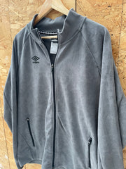 Vintage Umbro Men's Large Gray Minimal Style Muted Zip-Up Track Jacket