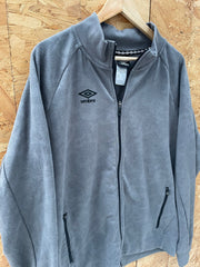 Vintage Umbro Men's Large Gray Minimal Style Muted Zip-Up Track Jacket